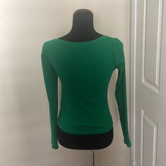 ZARA SQUARE NECK SHIRT GREEN 0962/155/500 LONG SLEEVE TOP - Picture 10 of 14
